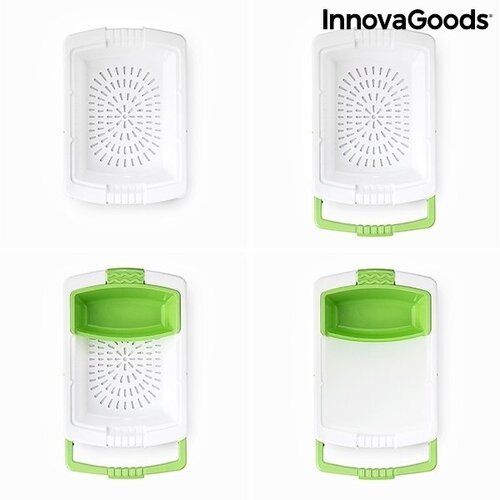 Pailginama pjovimo lenta trys viename su padėklu, indu ir nusausintuvu PractiCut InnovaGoods Kitchen Cook