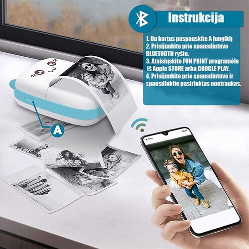 Bluetooth nešiojamas mini spausdintuvas