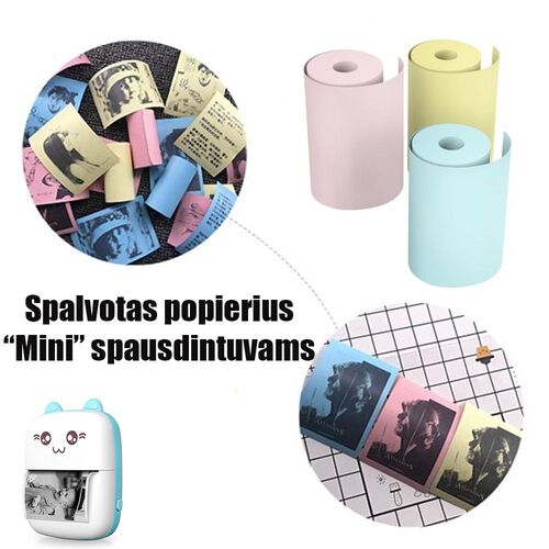 Spalvotas popierius mini spausdintuvams, 3 vnt.