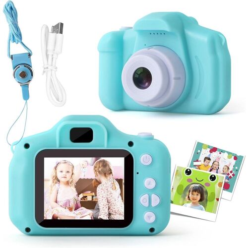Vaikiškas fotoaparatas su kamera, žalios spalvos