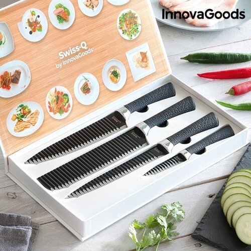 InnovaGoods Swiss·Q Namiutsu Black Shark peilių rinkinys (4 vienetai)