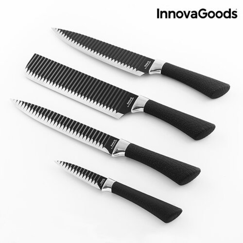 InnovaGoods Swiss·Q Namiutsu Black Shark peilių rinkinys (4 vienetai)