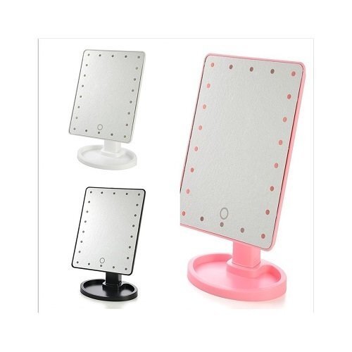 Pastatomas veidrodis su LED apšvietimu (rožinė spalva)