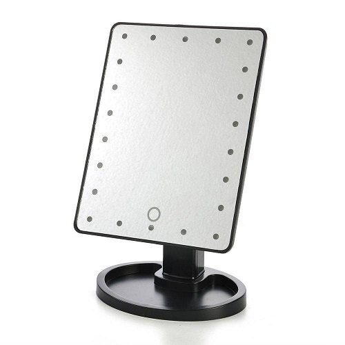 Pastatomas veidrodis su LED apšvietimu (juoda spalva)