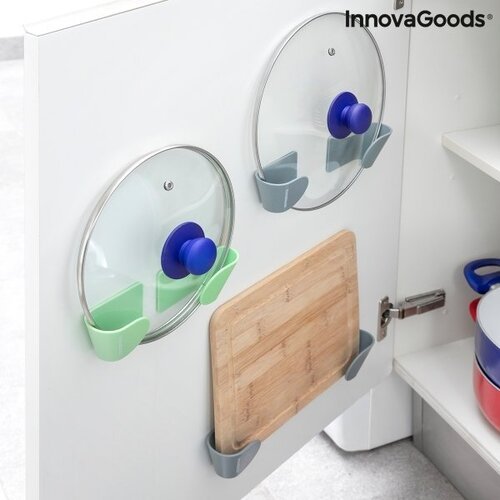 3 priklijuojamų laikiklių puodų dangčiams rinkinys Smarack InnovaGoods Kitchen Storage