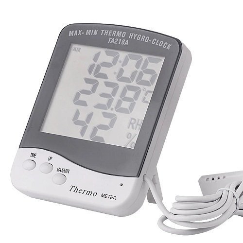 Lauko termometras su laikrodžiu ir higrometru