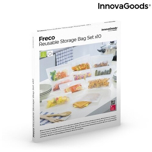 Dešimties daugkartinio naudojimo maisto maišelių rinkinys Freco InnovaGoods Kitchen Foodies